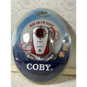 Coby CX-71 Mini AM/FM Radio New Sealed Red Portable w Earphones 2005